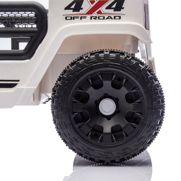 English Elm 24v Kids Ride on Car with Parental Remote Four Wheel Suspension Led Lights Bluetooth White W1578P235083