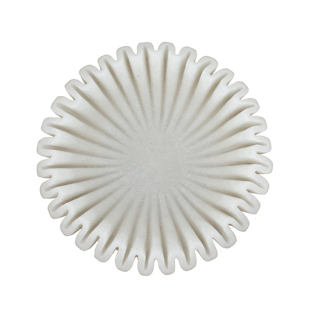 English Elm D13.5x3.5" Wavy Sand Resin Bowl with Textured White Finish — Organic Sculptural Centerpiece for Home Decor W2078P406033