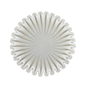 English Elm D13.5x3.5" Wavy Sand Resin Bowl with Textured White Finish — Organic Sculptural Centerpiece for Home Decor W2078P406033