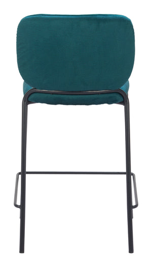 Zuo Modern Plat Counter Stool - Luxurious Velvet Upholstered Design For Modern Bar And Kitchen Elegance Green 100% Polyester,Plywood,Steel 110340-zuo-modern