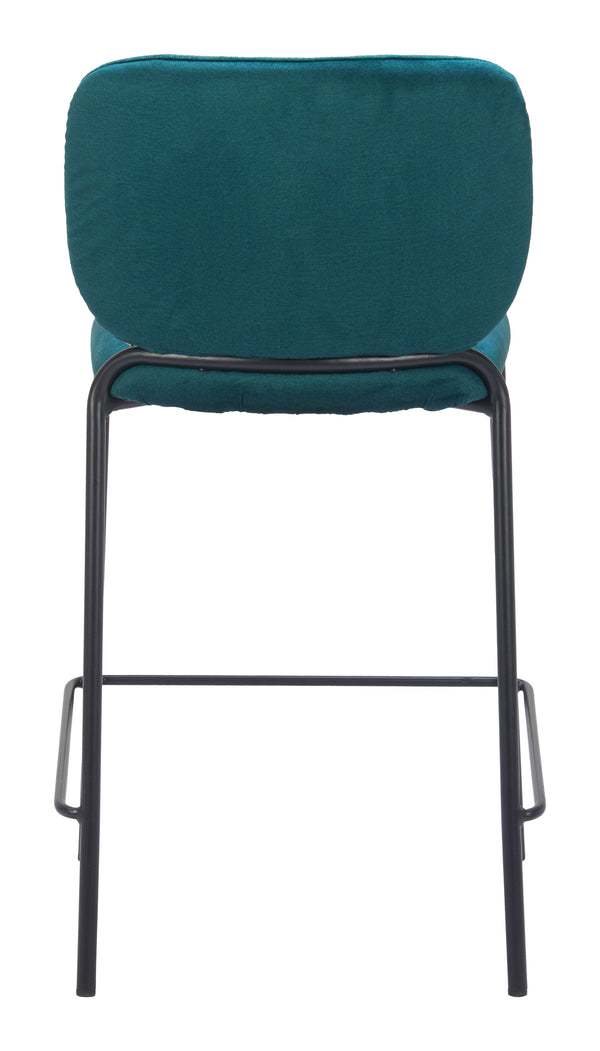 Zuo Modern Plat Counter Stool - Luxurious Velvet Upholstered Design For Modern Bar And Kitchen Elegance Green 100% Polyester,Plywood,Steel 110340-zuo-modern