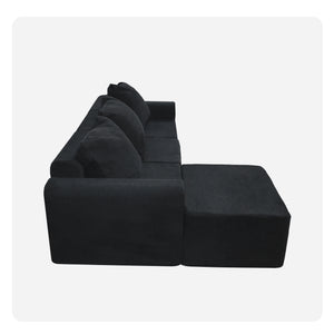 English Elm Convertible Modular Velvet Sectional Sofa Set Antique Black - CertiPUR-US Foam, Machine Washable Covers, Stain Resistant Comfort W3341P329088