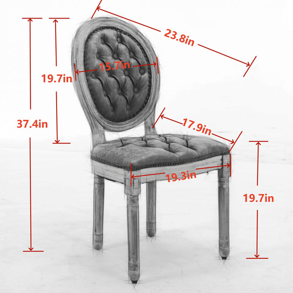 English Elm French Solid Wood Frame Antique Dining Chair with Velvet Upholstery, Nailhead Trim, Durable Spring Core Blue W1143P195872