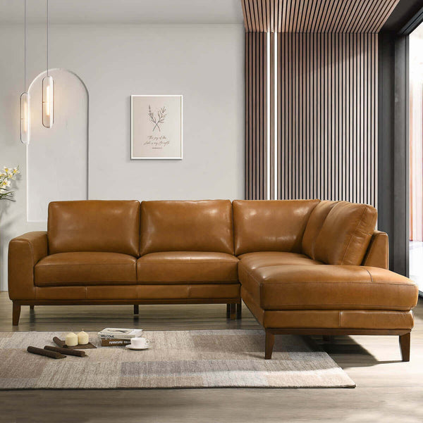 English Elm Ashcroft Furniture - London Leather Sectional Sofa - Right Facing, Premium Comfort & Durable Design For Modern Living Spaces B183S00075