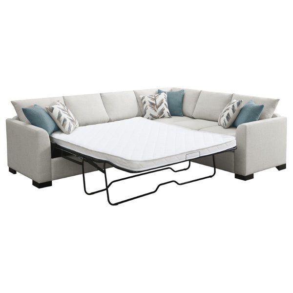 English Elm Radison Greige Fabric Sleeper Sectional with Hidden Pull-out Bed for Living Rooms B062S01405