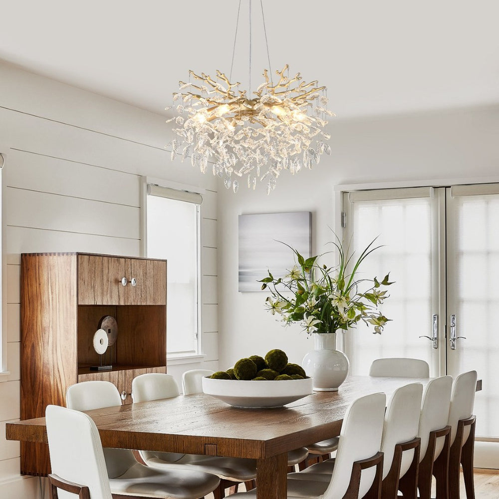 English Elm 10-light Gold Chandelier Seeded Glass Globe Fixture for Dining Room or Kitchen Island W5008P466533