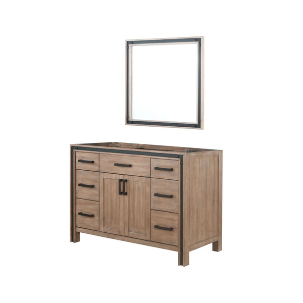 English Elm Rustic Barnwood Bath Vanity Set With Coordinating Mirror, Ample Storage & Farmhouse Charm – 48"X22" B2731S00541-GIGA