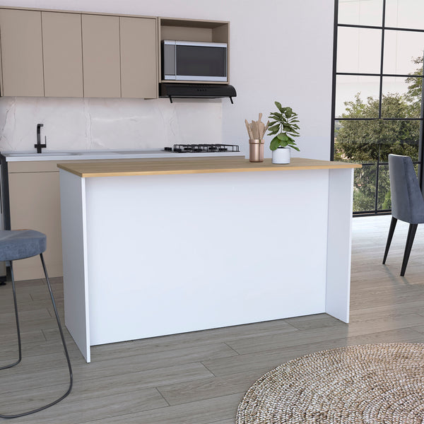 English Elm Ginger Kitchen Island With Open Shelves And Cabinets - Perfect For Meal Prep And Stylish Dining Space B070S00310