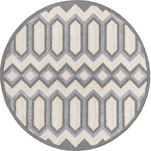 Unique Loom Arlo JJ Machine Made Tribal Rug Charcoal, Ivory/Gray 7' 1" x 7' 1"