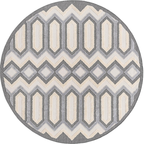 Unique Loom Arlo JJ Machine Made Tribal Rug Charcoal, Ivory/Gray 7' 1" x 7' 1"