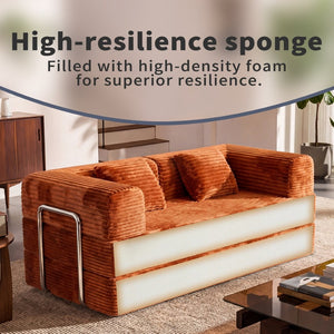 English Elm 78.7-inch Corduroy Sleeper Sofa with Fold-flat Design for Apartment Family Rooms W3108P404510
