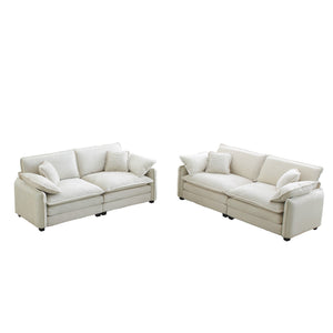 English Elm Modern Two-Piece Sofa Set In Beige Corduroy - Stylish, Versatile & Comfortable For Any Room W714S00685