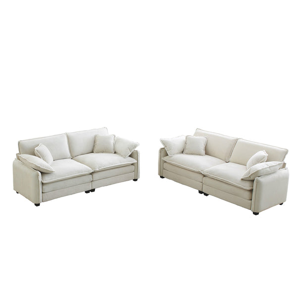 English Elm Modern Two-Piece Sofa Set In Beige Corduroy - Stylish, Versatile & Comfortable For Any Room W714S00685