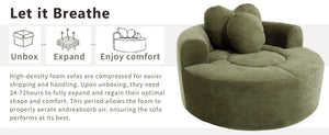 English Elm Round Cloud Sofa Bed Waffle Fabric Memory Foam Convertible Couch for Small Space Living Green W3224P492032