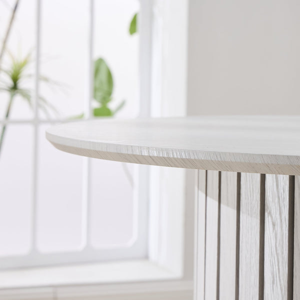 English Elm Modern Bamboo & Plywood Dining Table with Slim Trestle Base, Easy Assembly, Stain‑Resistant Top for Compact Homes N842P284570W