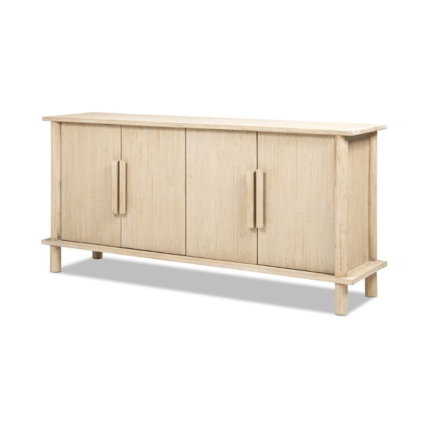 English Elm Milo Reclaimed Pine Four Door Sideboard with Cerused Grain for Dining Room B2719P485494