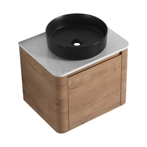 English Elm 24'' Wall-Mounted Bathroom Vanity With Ceramic Sink, Soft-Close Door & Space-Saving Design For Elegance W999S00393