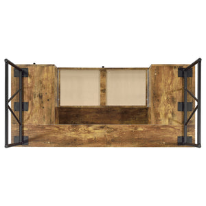 English Elm Sonoma Rustic Nutmeg Writing Desk with 4 Deep Drawers, Industrial Metal Legs, Weathered Farmhouse Charm B062P331100