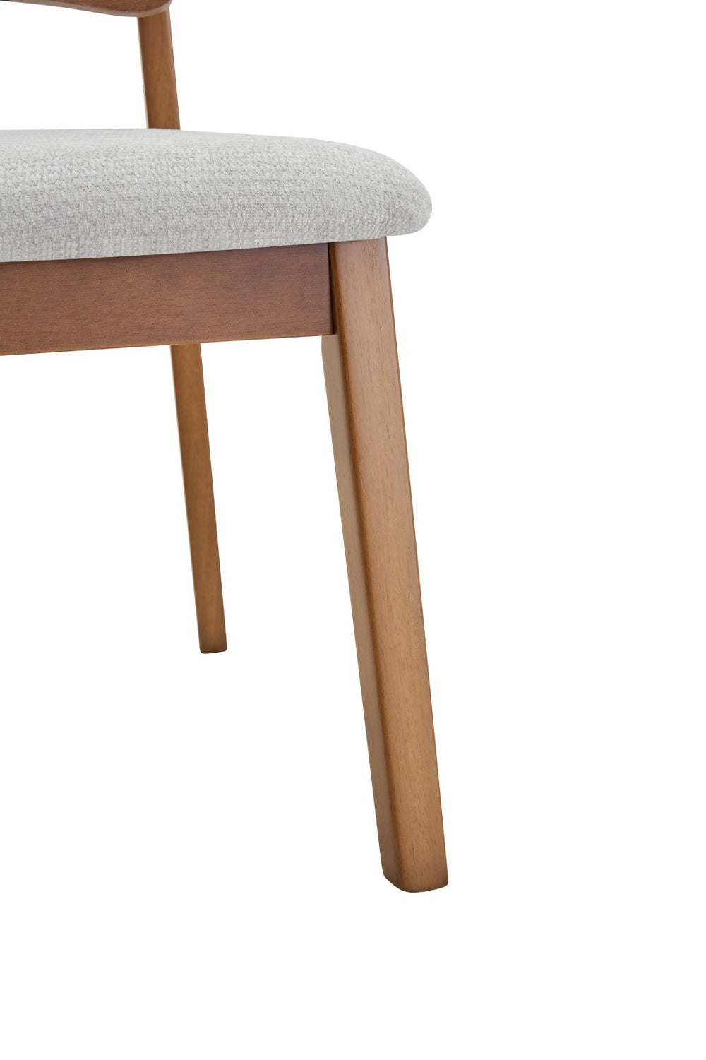English Elm 2 Solid Walnut Toned Wood Dining Chairs Gray Fabric Seat Hollowed Backrest Modern W1151P455535