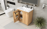 English Elm 30" Bathroom Vanity With Sink Combo, Multi-Functional Bathroom Cabinet With Doors and Drawer, Mdf Board, Natural