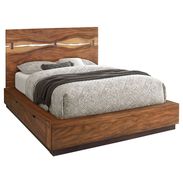 English Elm Mallory Smokey Walnut Eastern King Storage Bed - Stylish, Durable Design With Under-Bed Storage Options B062S00820