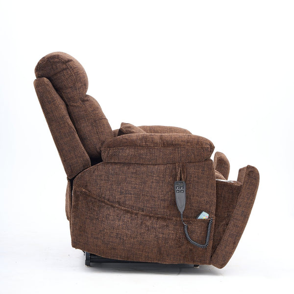 English Elm Old Age Electric Lift Chair With Massage & Heat, 180° Recline, Dual Motors, Cup Holders & Storage W547S00054