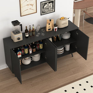 English Elm Sideboard Walnut Credenza with Hexagonal Doors and Adjustable Shelves for Dining Areas W409P327405