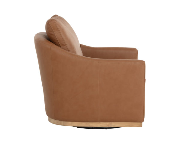 Sunpan CORBIN Swivel Lounge Chair - Premium Butternut Leather with Ergonomic Comfort & Stylish Design 112093V