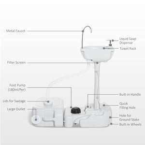 English Elm Kleankin Freestanding Outdoor Handwashing Station with Foot Pump Soap Dispenser Hdpe W2225P217039
