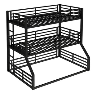 English Elm Twin Metal Triple Bunk Bed With Safety Guardrails - Heavy-Duty, Noise-Reduced Design In Black Finish P2 W1580S00177-GIGA