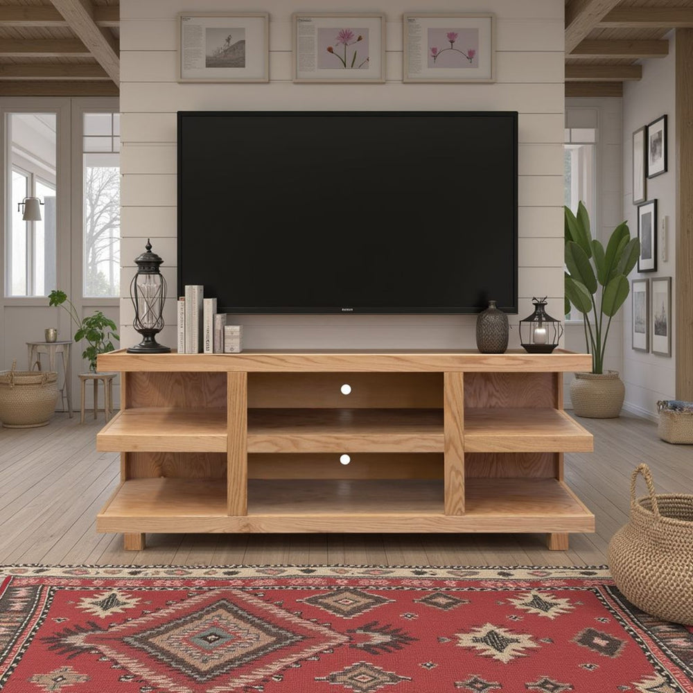 English Elm Laurel Canyon 64-Inch Tv Stand For 70" Tvs, Fully Assembled, Rustic Natural Finish With Cable Management B108P292264