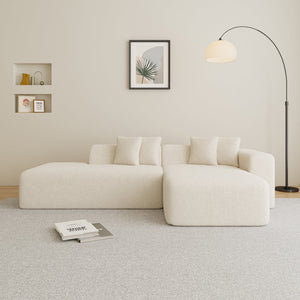 English Elm Modular Sectional Couch - Cozy Lambswool Upholstered L-Shape Sofa With Chaise For Modern Living Spaces W1765S00084