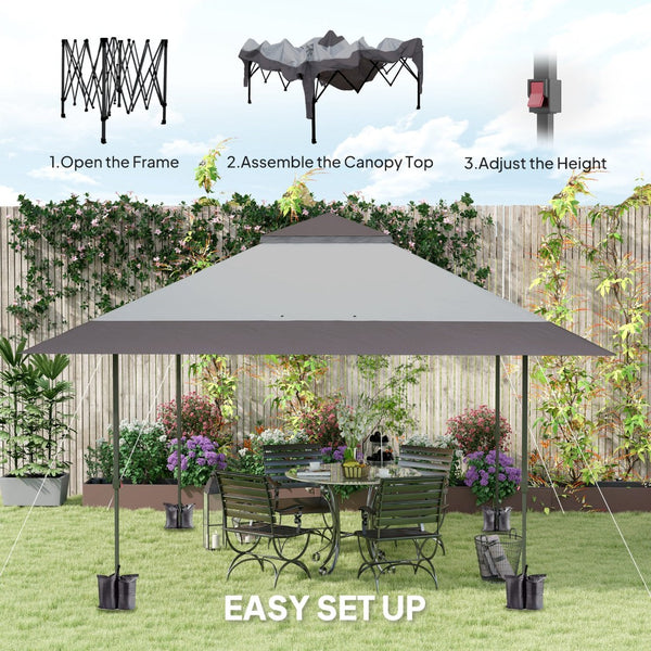 English Elm Large Vented Two-tier Patio Gazebo with Mesh Netting Steel Frame Backyard Shelter T3971P427080