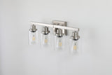 English Elm Modern 4-Light Bathroom Vanity Light Fixture - Brushed Nickel Finish With Clear Glass Shades, Perfect For Bathroom, Vanity, and Dressing Area Lighting (No Bulbs)