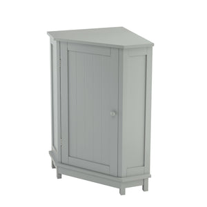 English Elm Grey Triangle Corner Bathroom Cabinet with Adjustable Shelves, MDF Storage Unit for Towels & Supplies (31.5"L x 20.28"W) N725P172615E