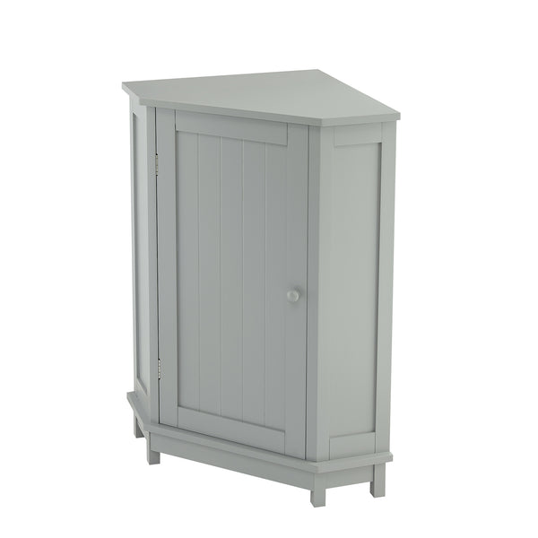 English Elm Grey Triangle Corner Bathroom Cabinet with Adjustable Shelves, MDF Storage Unit for Towels & Supplies (31.5"L x 20.28"W) N725P172615E