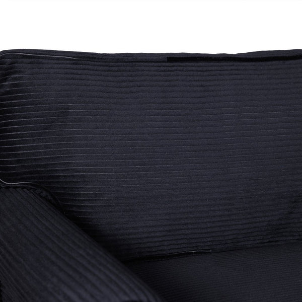English Elm 57" Corduroy Two Seater Sofa Removable Cushions Solid Wood Frame Compact Living Room Black W2715P433633