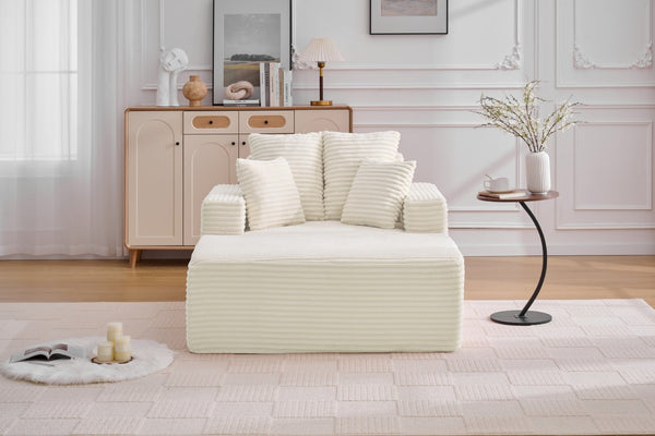 English Elm Oversized Corduroy Chaise Sleeper Sofa Deep Seat Lounge Chair for Apartment Bedroom Beige W1752P402835