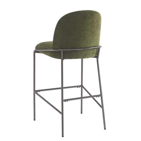 English Elm Christopher Knight Home® - Galen Upholstered Metal Barstool Set of 2 with Plush Stain-Resistant Fabric, Ergonomic Modern Design Green N775P290453N