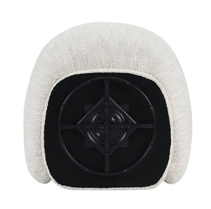 English Elm Contemporary Sculpted Barrel-Back Arm Chair with Smooth Casters, Neutral Textured Upholstery, Stylish Accent Seating Beige 42 L x 40 W x 35 H B2741P401429