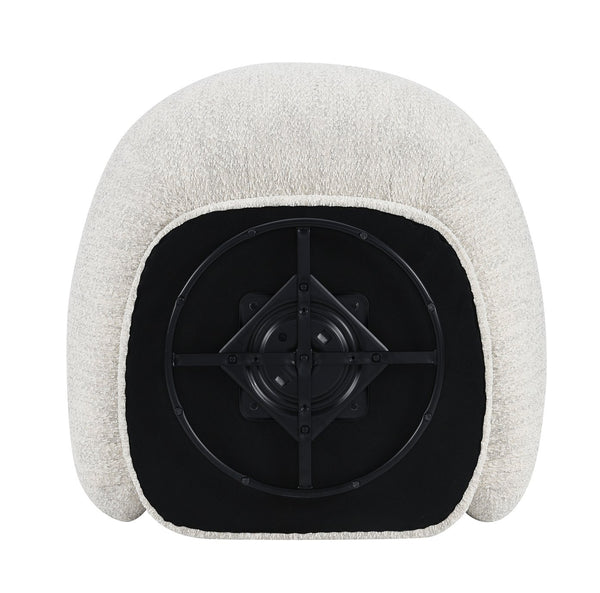 English Elm Contemporary Sculpted Barrel-Back Arm Chair with Smooth Casters, Neutral Textured Upholstery, Stylish Accent Seating Beige 42 L x 40 W x 35 H B2741P401429