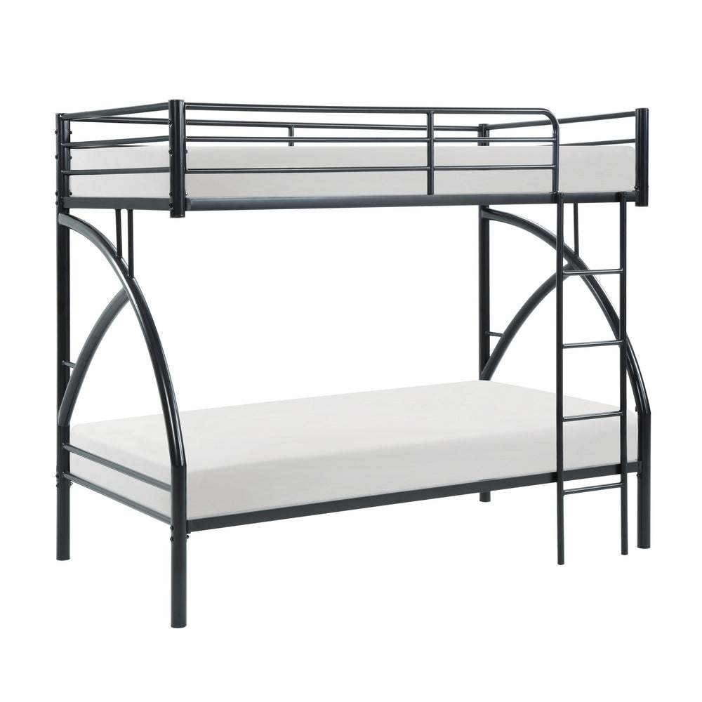 English Elm Black Metal Twin-Over-Twin Bunk Bed with Modern Lines, Sturdy Frame, Space-Saving Design for Kids Black 76.25 L x 45.25 W x 7.75 H B011P248589