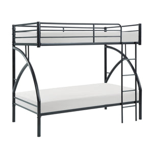 English Elm Black Metal Twin-Over-Twin Bunk Bed with Modern Lines, Sturdy Frame, Space-Saving Design for Kids Black 76.25 L x 45.25 W x 7.75 H B011P248589