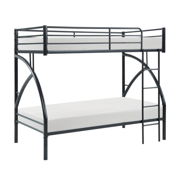 English Elm Black Metal Twin-Over-Twin Bunk Bed with Modern Lines, Sturdy Frame, Space-Saving Design for Kids Black 76.25 L x 45.25 W x 7.75 H B011P248589