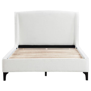 English Elm Theodore Boucle Wingback Queen Bed Sculptural Upholstered Frame for Modern Bedrooms B062S01637