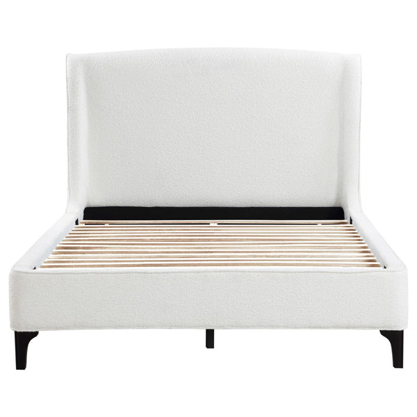 English Elm Theodore Boucle Wingback Queen Bed Sculptural Upholstered Frame for Modern Bedrooms B062S01637
