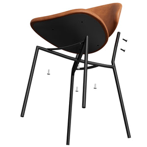 English Elm Set of 4 Upholstered PU Leather Dining Chairs with Curved Backrest and Slim Metal Legs for Stylish Homes Brown W3010P291314