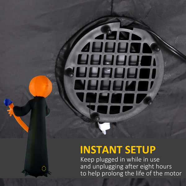 English Elm Outsunny 10Ft Inflatable Pumpkin-Head Ghost Decoration With Hammer - Led Yard Display For Halloween Fun W2225P229266-GIGA