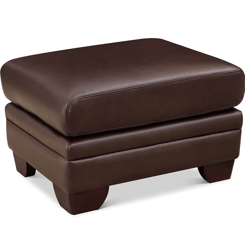 English Elm Magnum Brown Leather Ottoman with Top-Grain Leather, Pocket Coil Comfort, Kiln-Dried Wood Frame B2705P338117