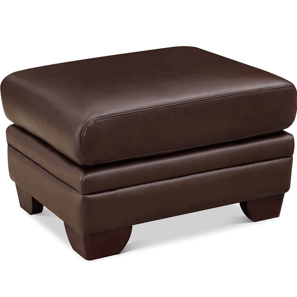 English Elm Magnum Brown Leather Ottoman with Top-Grain Leather, Pocket Coil Comfort, Kiln-Dried Wood Frame B2705P338117